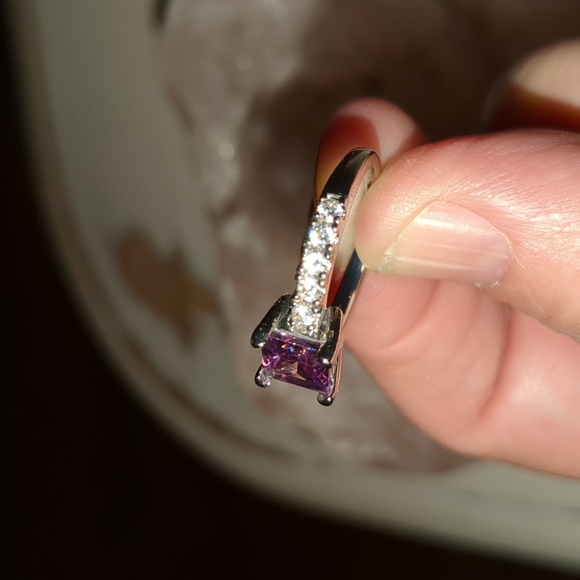 Purple/CZ's Silver Plated Ring - Picture 5 of 5